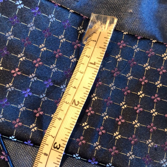 TIE SHOP ROMA SETA SEIDE Mens Tie Made in Italy 100% Silk Blue Square Flower - Picture 5 of 11